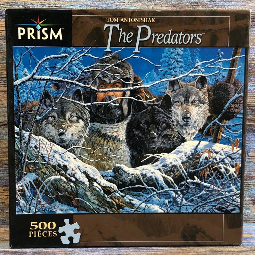PRISM 2006 The Predators 500 Pieces Jigsaw Puzzle 19 x14 Wolf Dog Tom Antonishak
